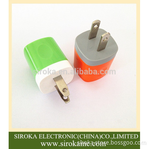 DOE VI standard Customized colors 5V 1.5A Universal USB mobile phone adapter US plug AC adapter for iPhone Samsung